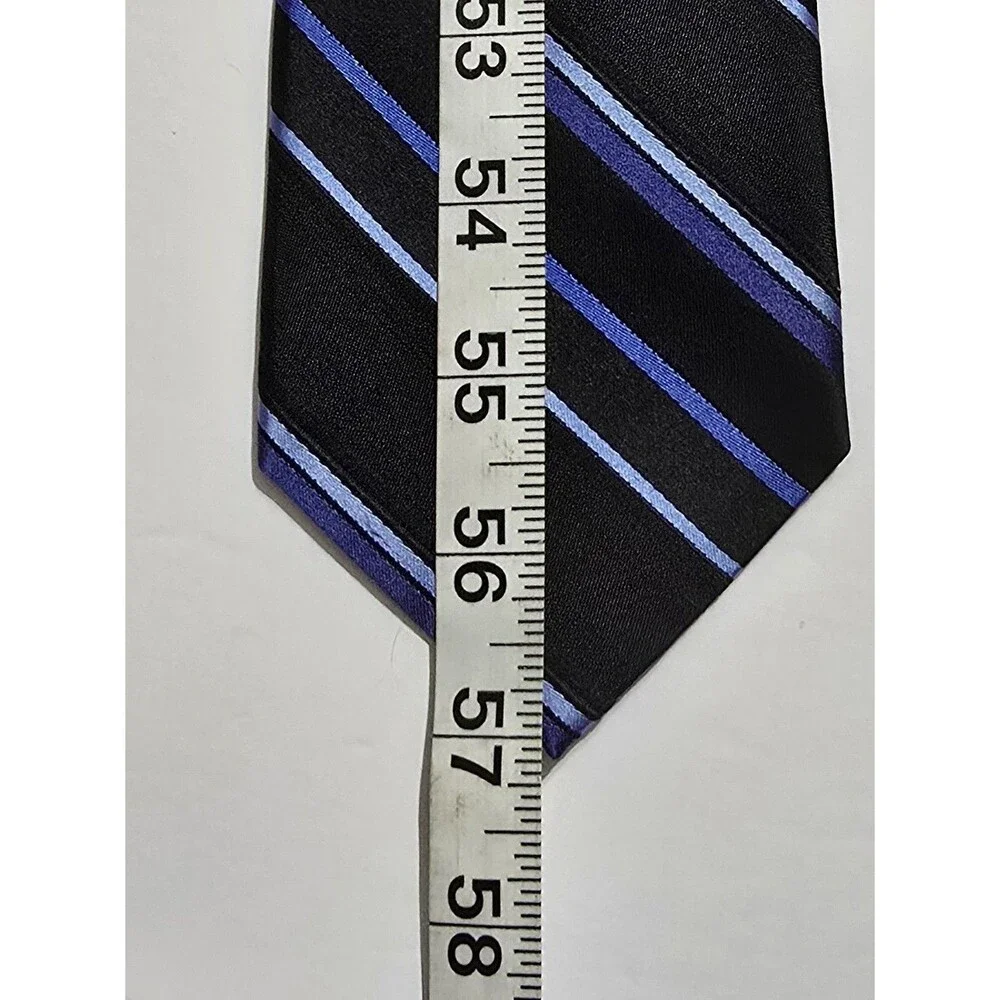 Arrow USA 1851 100% Silk Necktie Classic Striped Pattern Of Black & Blue Tie